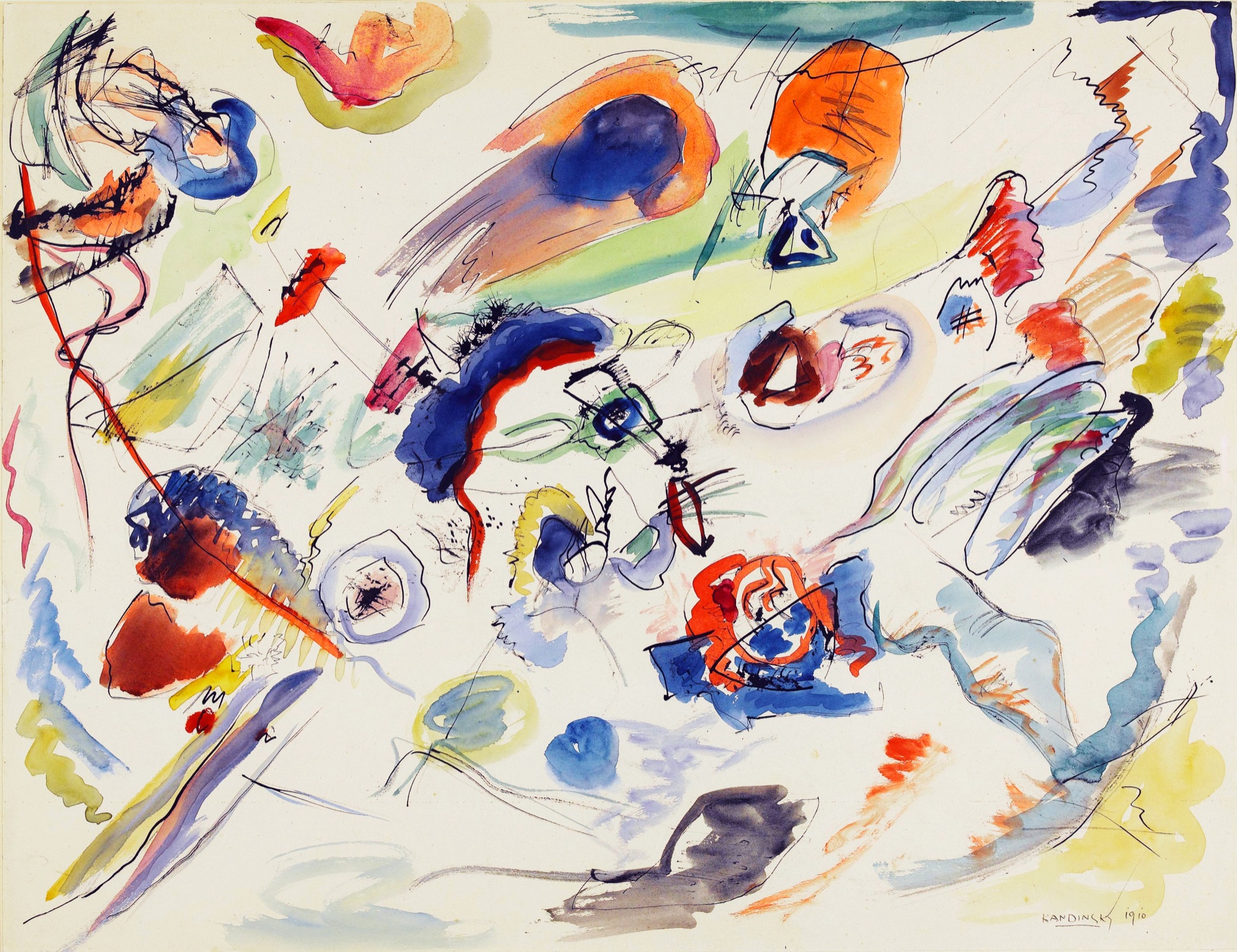 Untitled (First Abstract Watercolor), obra abstrata de Wassily Kandinsky de 1910